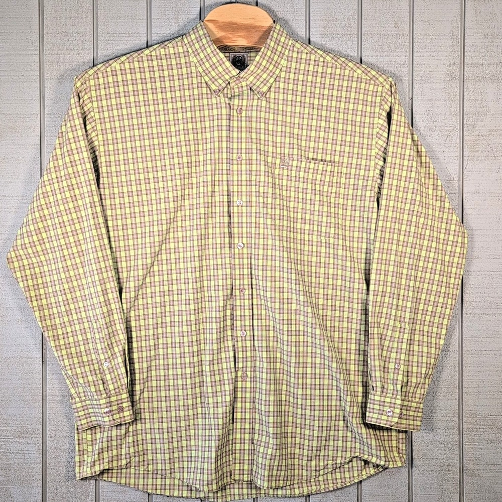 Cinch Dress Shirt Men's XXL Medium Lime Green Plaid Long Sleeve Western Cowboy - Picture 3 of 9
